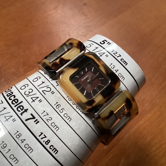 Fossil Tortoise Brown Women’s Watch Square Face & Link Band ES 1759 main image 8